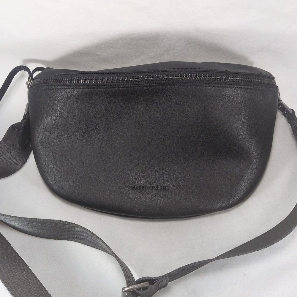 Harbour 2nd Black Ash Genuine Leather Guitar Strap Large Belt Bag Fanny Pack
